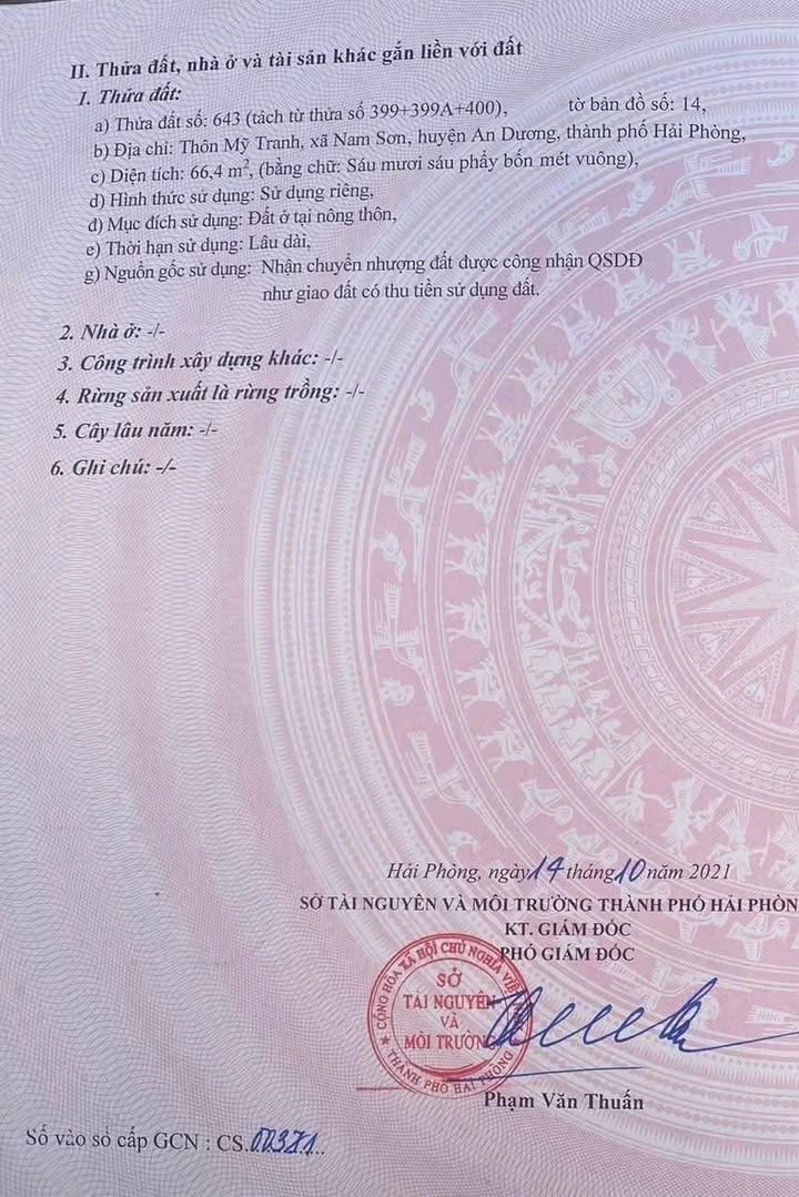 Đất nền Nam Sơn, An Dương 66m² giá 1.3 tỷ - Tiện ích đầy đủ, oto vào thoải mái!