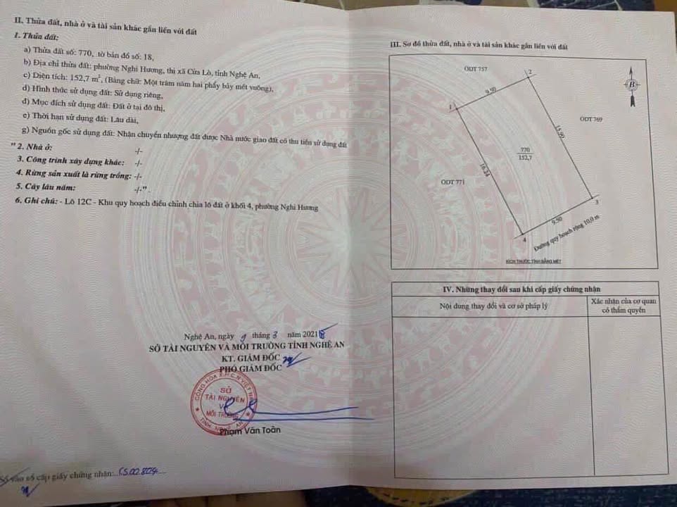 Đất nền tại phường Nghi Hương, Cửa Lò 152.7m² - Vị trí đắc địa cho đầu tư!