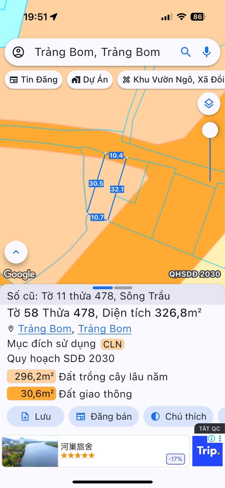 Nhà bán tại Sông Trầu, Trảng Bom 332.8m² chỉ 1.1 tỷ - Mặt tiền đường lớn!