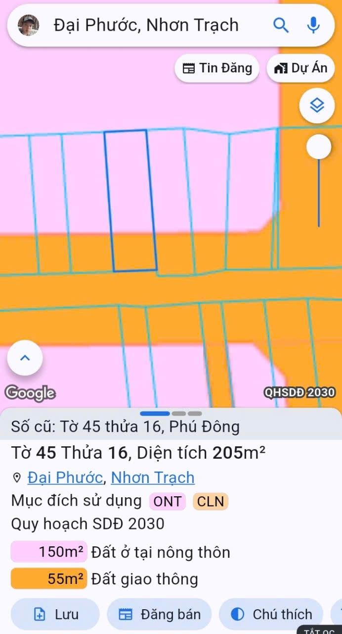 Đất Nhơn Trạch 204m² giá 2 tỷ - Mặt tiền đường Hùng Vương, sổ đỏ chính chủ!