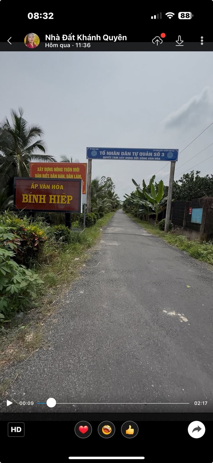 Đất thổ cư Ấp Bình Hiệp, Chợ Gạo 7700m² giá 1.5 tỷ - Cơ hội đầu tư tuyệt vời!