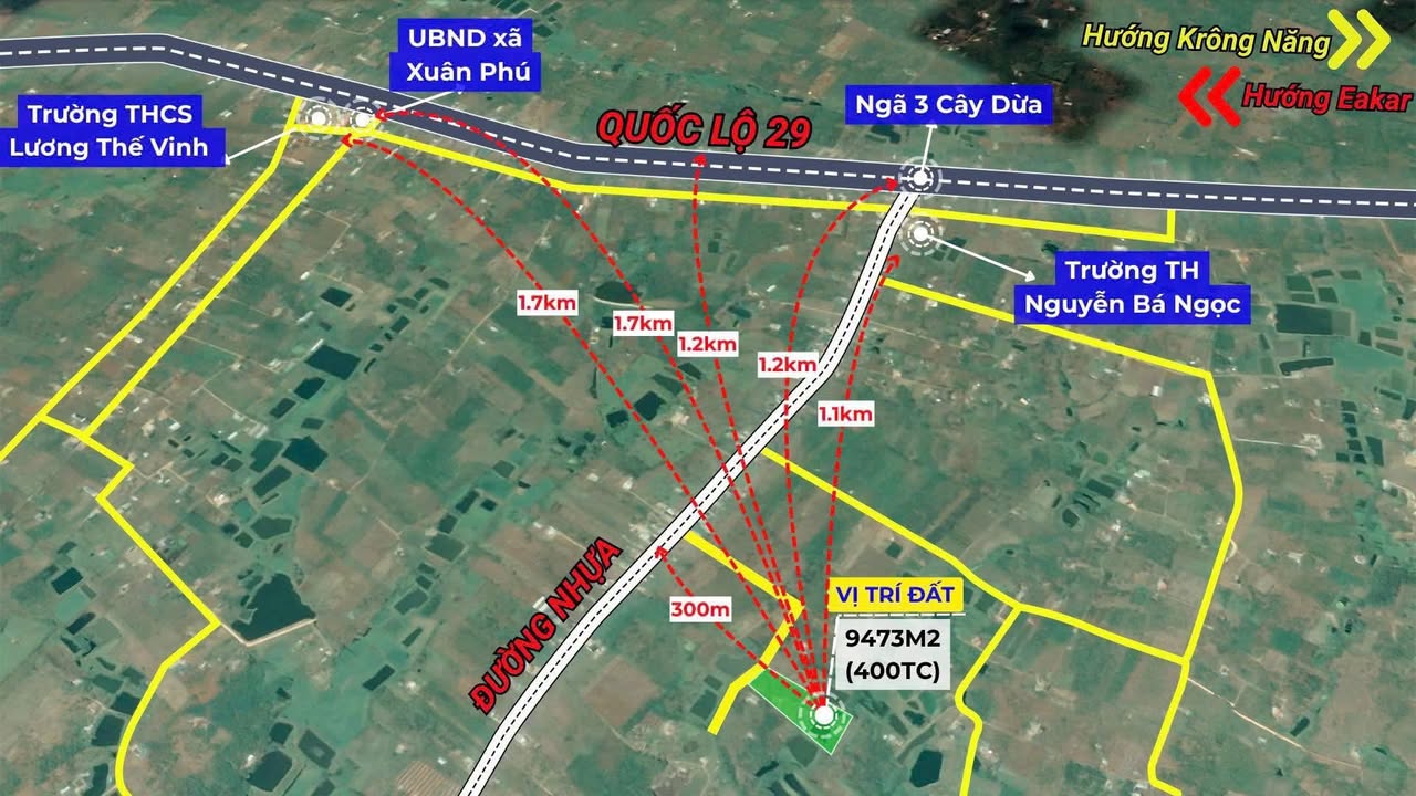 Đất thổ cư 400m² xã Ea Kar 9500m² giá 2 tỷ - Chính chủ bán gấp!