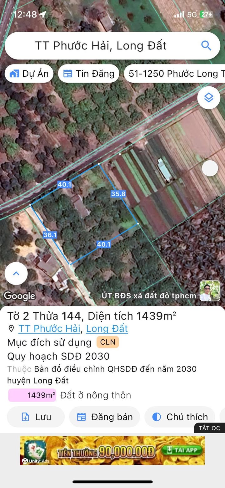 Đất nền Phước Hải 1439m² giá 6 tỷ - Cơ hội đầu tư hấp dẫn!