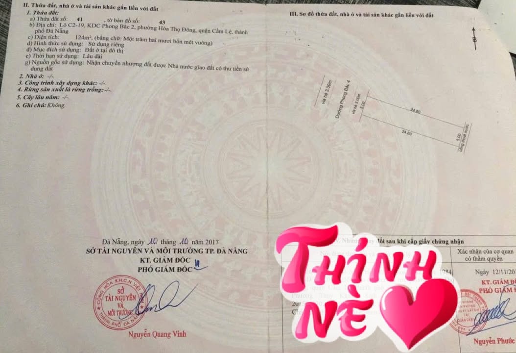 Đất mặt tiền đường Phong Bắc 4, Hòa Thọ Đông, Cẩm Lệ 124m² giá 5 tỷ - Đầu tư sinh lời lý tưởng!