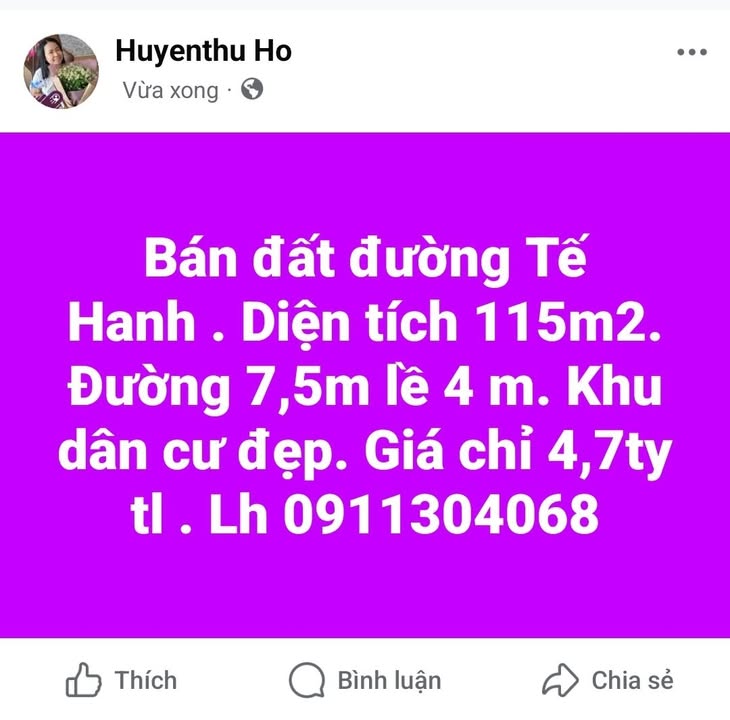 Đất nền đường Tế Hanh, Đà Nẵng 115m² - Giá thương lượng hấp dẫn!