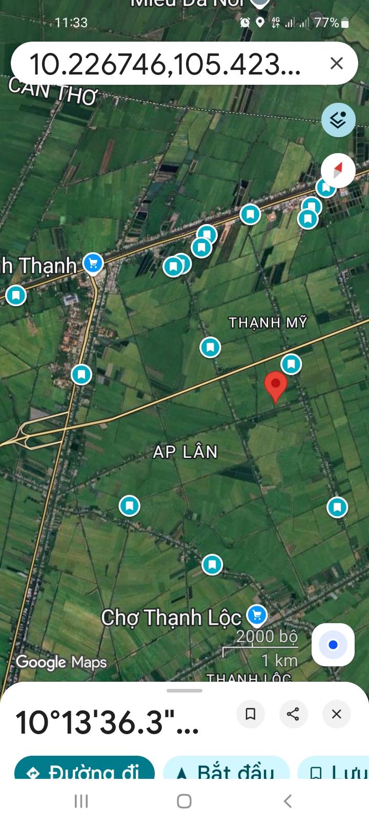 Đất nông nghiệp Thạnh Mỹ, Vĩnh Thạnh, Cần Thơ 1296m² giá 280 triệu - Cơ hội đầu tư hấp dẫn!