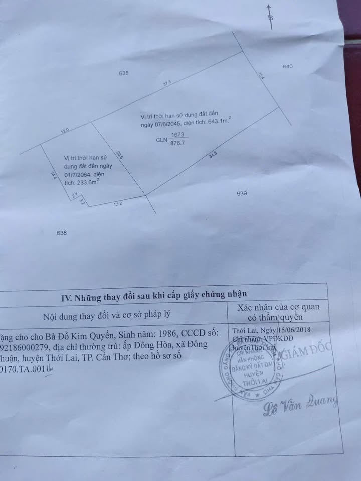 Đất nền 1432m² tại Đường Huyền 16, Thới Lai, Cần Thơ - Giá chỉ 1,862 tỷ