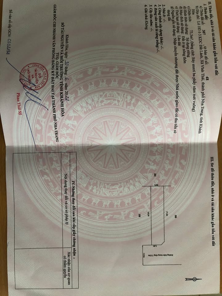 Lô đất TĐC Đất Lành Vĩnh Thái 73.5m² giá 3.65 tỷ - Pháp lý sổ hồng đầy đủ!