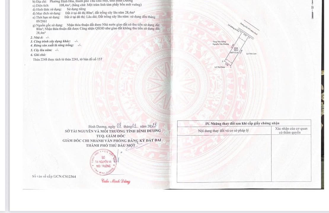 Đất thổ cư Định Hòa Thủ Dầu Một 108.46m² giá chỉ 2 tỷ - Cơ hội đầu tư tốt!