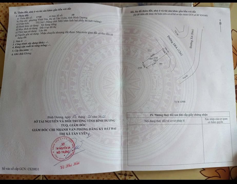 Đất nền đường D8, khu D Vsip2, TP Tân Uyên 102m² - Giá tốt, vị trí đẹp!