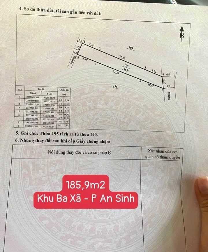 Đất nền Khu Ba Xã An Sinh 185,9m² giá 300 triệu - Đầu tư sinh lời ngay!
