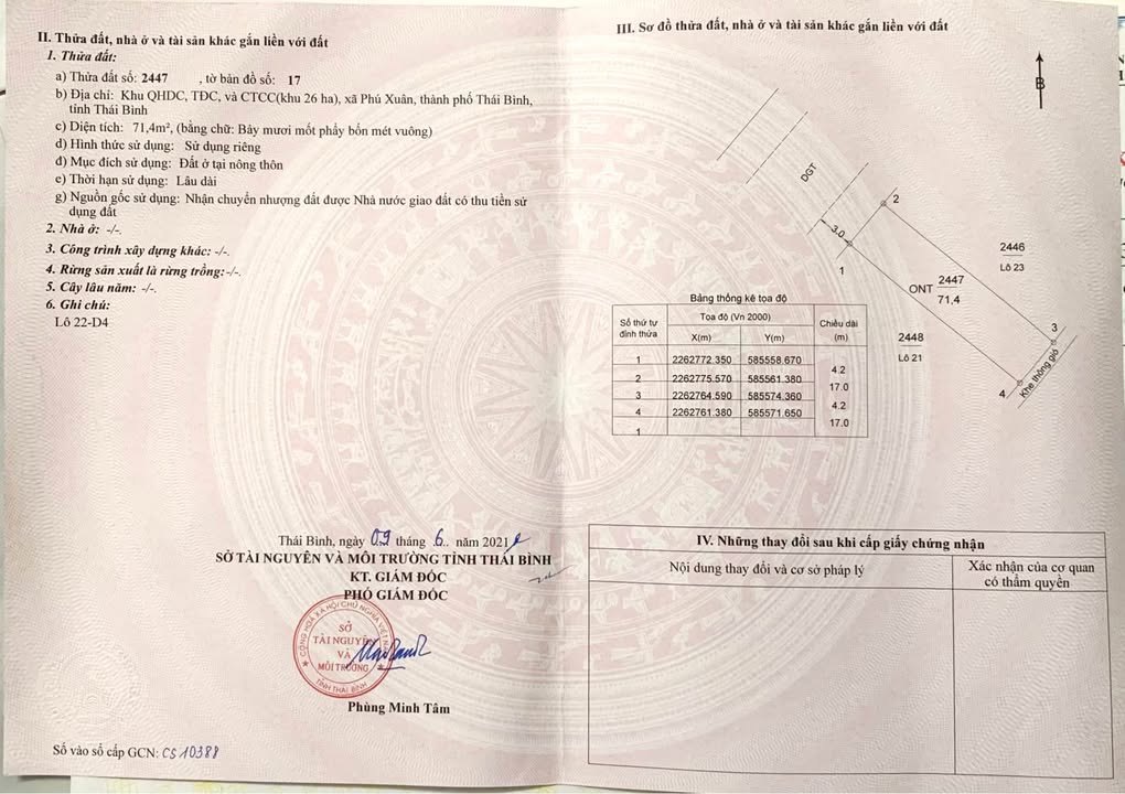 Đất nền Phú Xuân, Thái Bình 71.4m² - Chính chủ sang nhượng nhanh!