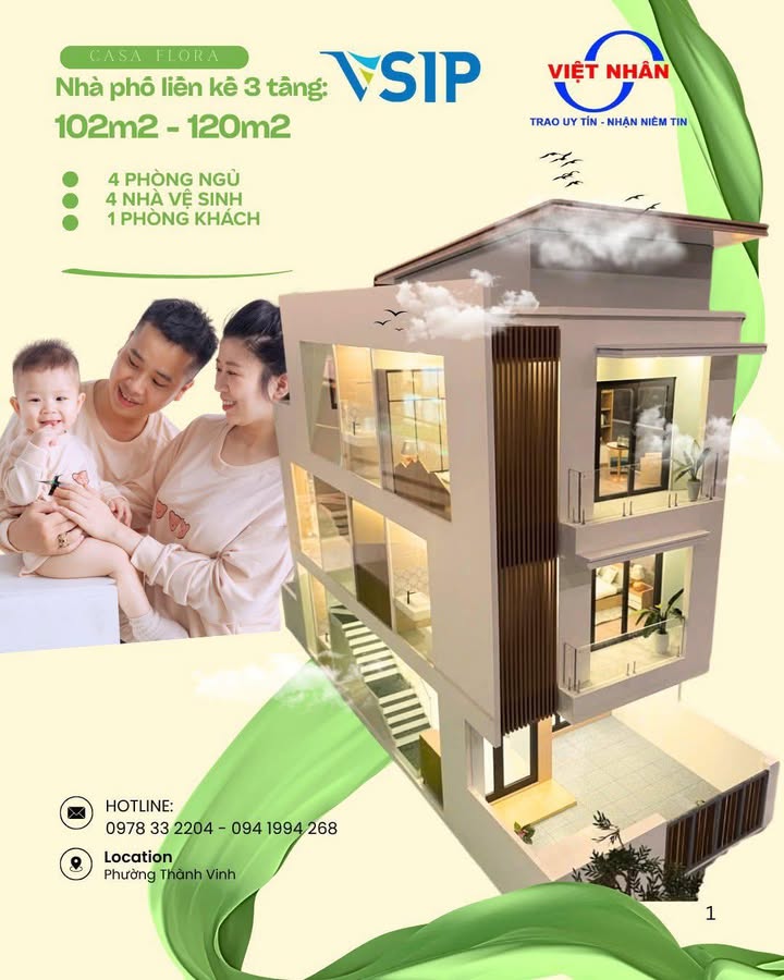 Shophouse 3 tầng tại VSIP Nghệ An 102m² giá thỏa thuận - Đầu tư sinh lời ngay!