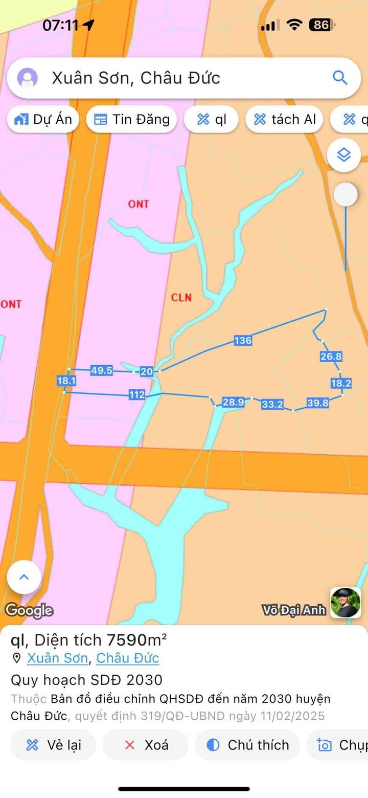 Đất nền 7500m² xã Xuân Sơn, Châu Đức, BRVT - Lưng tựa đồi, giá chỉ 3 tỷ!