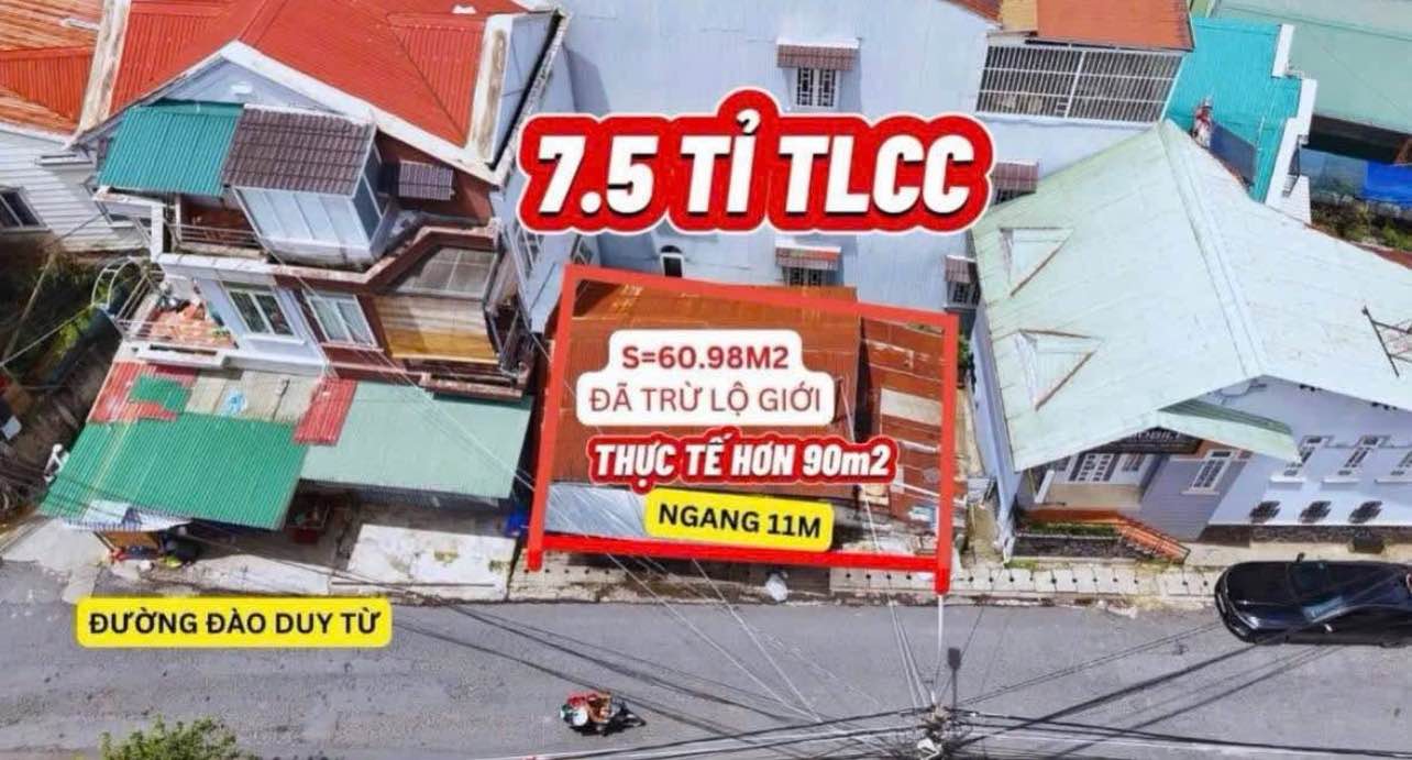 Đất mặt tiền Đào Duy Từ, Đà Lạt 75m² giá 6.8 tỷ - Sổ đỏ chính chủ!