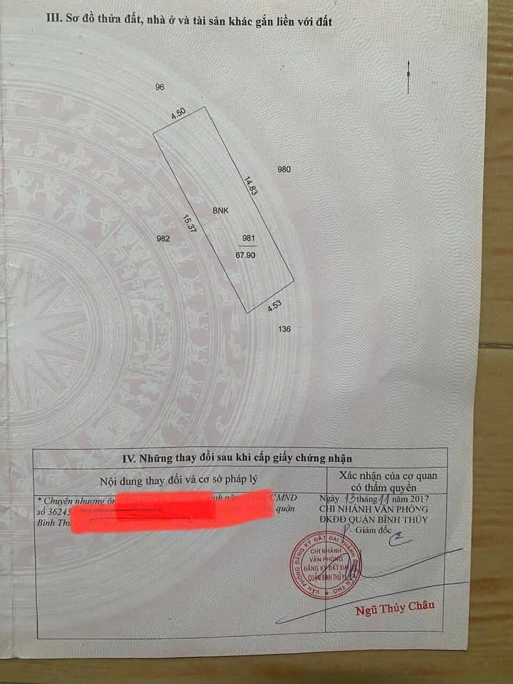 Đất cây hàng năm 67.9m² đường Nguyễn Chí Thanh, Trà Nóc - Giá chỉ 300 triệu VND