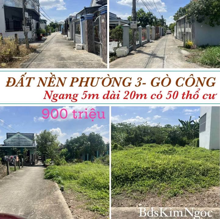 Đất nền 98.7m² tại phường 3, TX. Gò Công giá 900 triệu - Đầu tư lý tưởng!