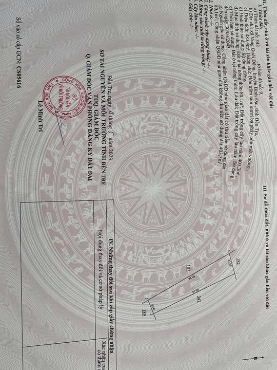 Đất nền thổ cư Vang Quới Đông Bến Tre 750m² giá 520 triệu - Cơ hội đầu tư tuyệt vời!