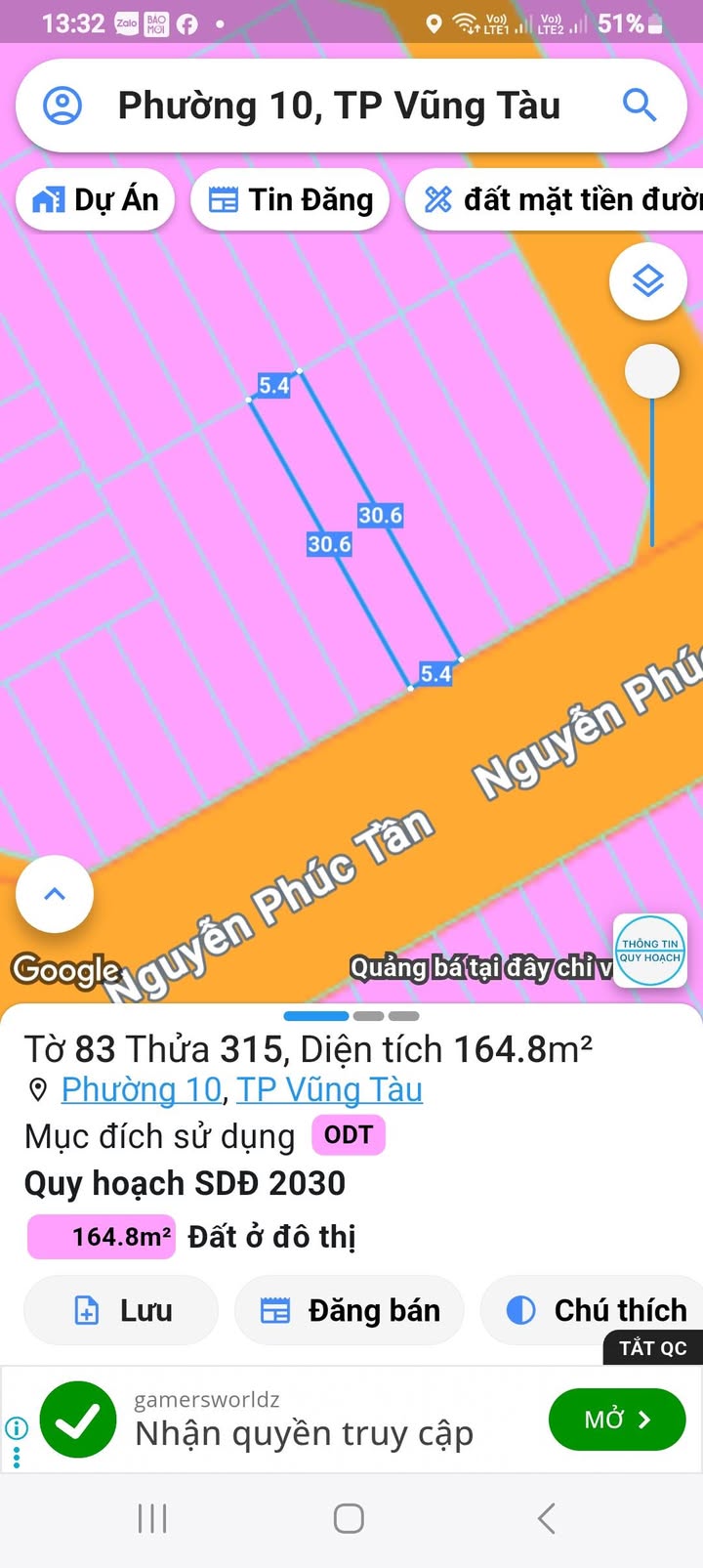 Đất thổ cư mặt tiền đường Nguyễn Phúc Tân, Vũng Tàu 162m² - Đầu tư sinh lời ngay!