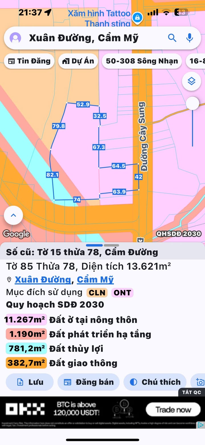 Đất nền 1,3ha Cẩm Đường Long Thành - Mặt tiền đường nhựa, giá thỏa thuận!