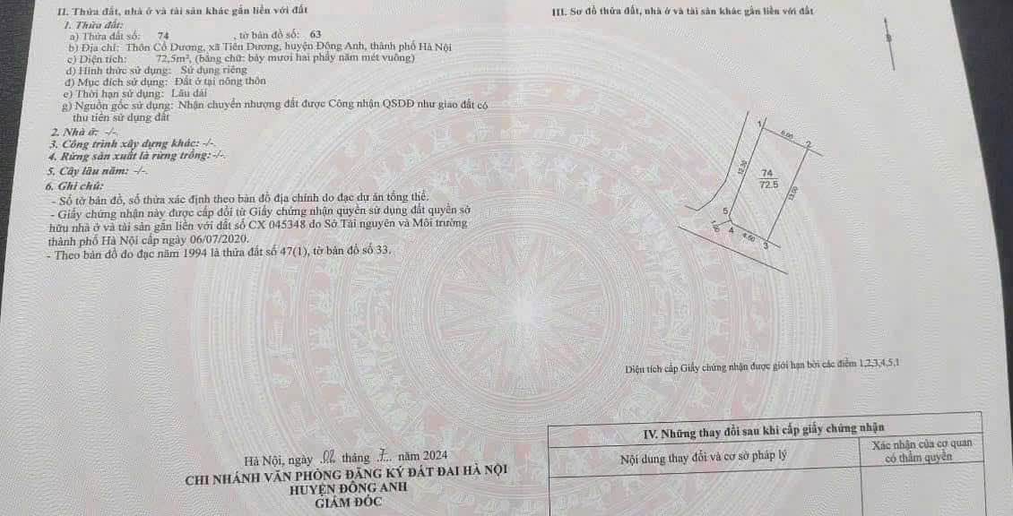 Đất nền Tiên Dương - Đông Anh 72m² giá thỏa thuận - Đầu tư sinh lời vượt trội!