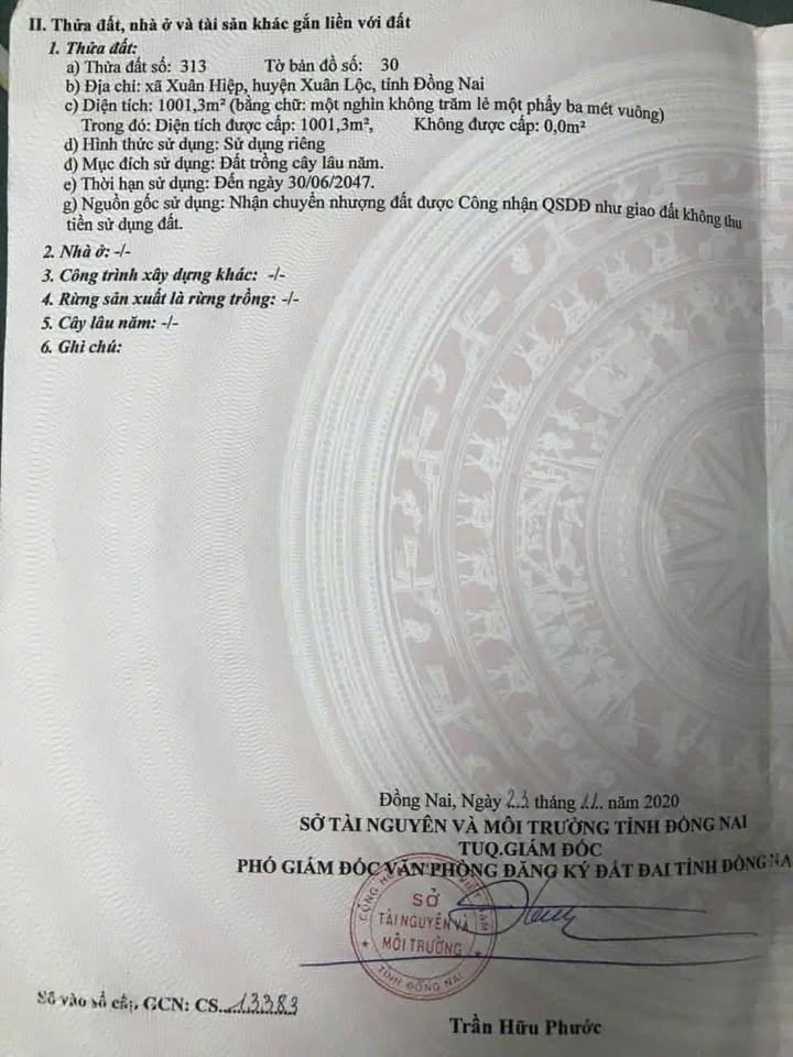 Đất nền Xuân Hiệp 1075m² giá 1.1 tỷ - Sổ đỏ chính chủ, vị trí đẹp!