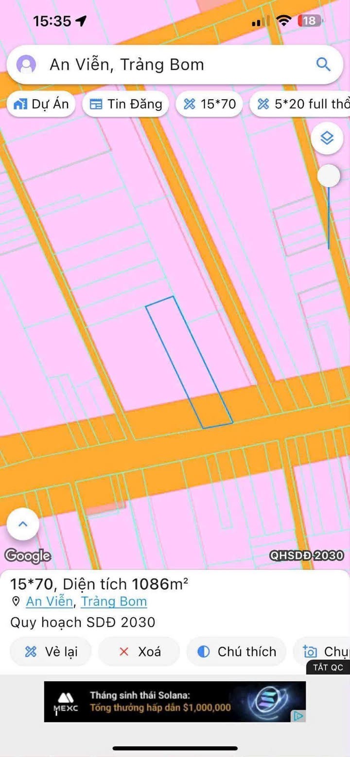 Đất mặt tiền đường Phùng Hưng, Trảng Bom, 1.080m² giá 8 tỷ - Cơ hội đầu tư sinh lời!