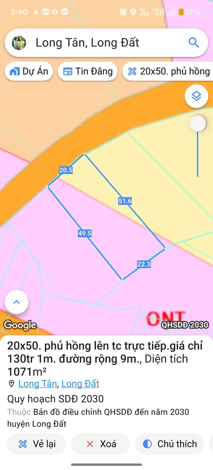 Đất Long Tân, Đất Đỏ 2000m² giá 11 tỷ - Đầu tư sinh lợi ngay!