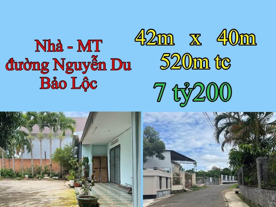 Đất nền mặt tiền đường Nguyễn Du, Lộc Thanh, Bảo Lộc 1680m² giá 7.2 tỷ - Cơ hội đầu tư hấp dẫn!