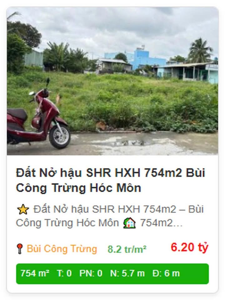 Đất nền Bùi Công Trừng Hóc Môn 754m² - Nở hậu đẹp, pháp lý rõ ràng!