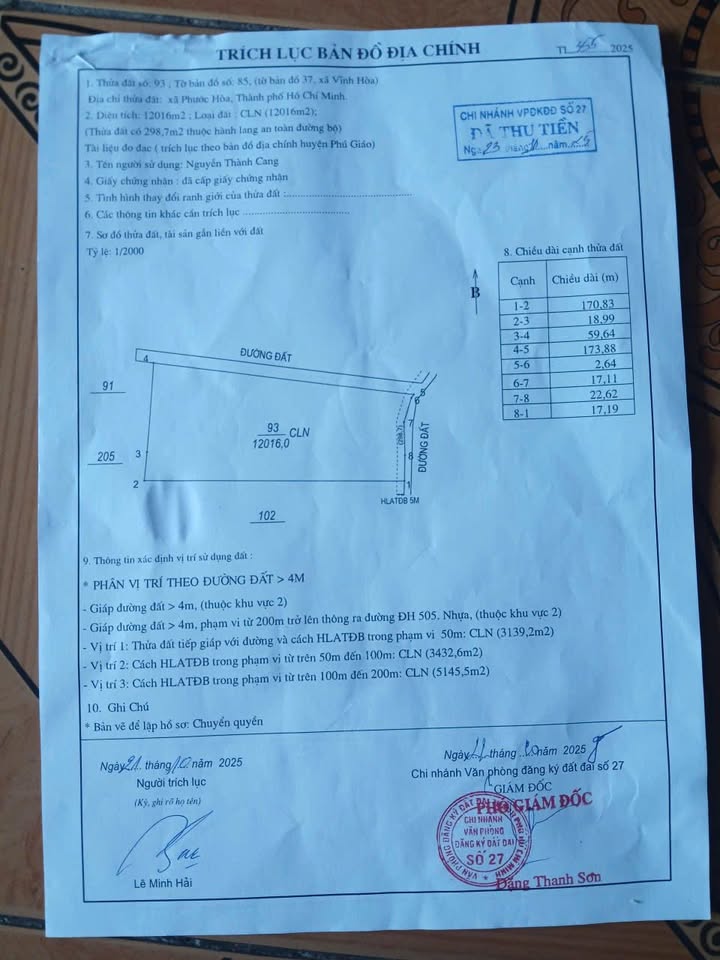 Đất nền Vĩnh Hòa, Phú Giáo 12000m² giá 2 tỷ - Đầu tư sinh lời hấp dẫn!