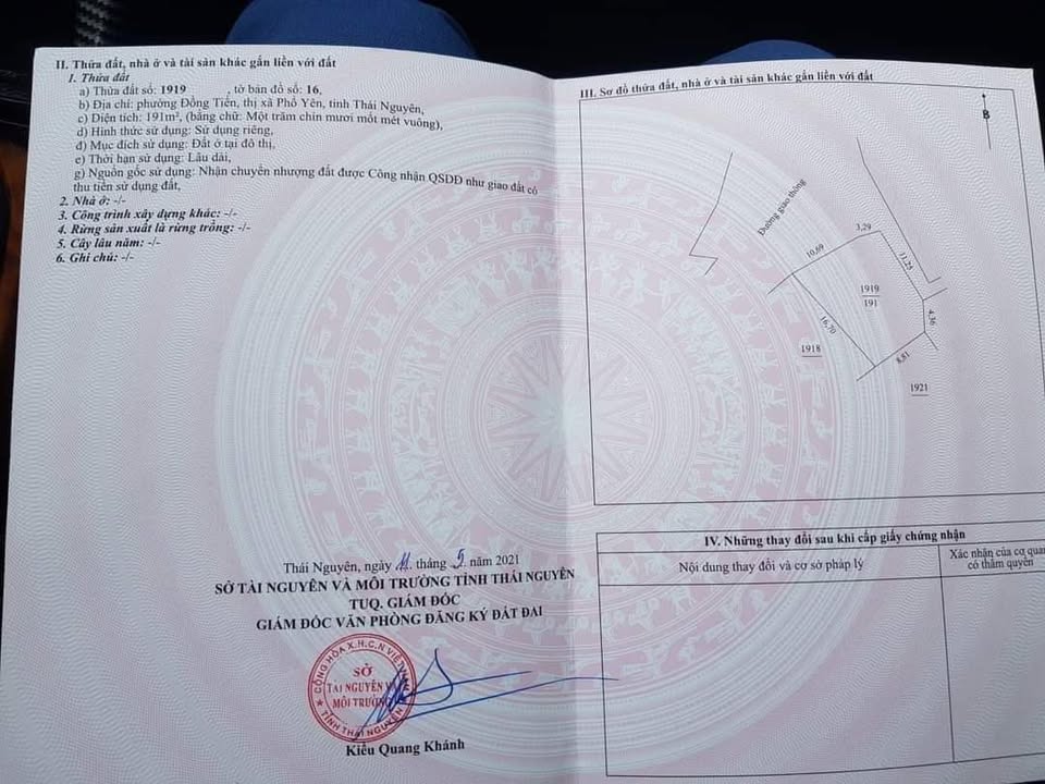 Đất thổ cư 191m² tại Phổ Yên giá chỉ 3.246 tỷ - Cơ hội đầu tư tuyệt vời!