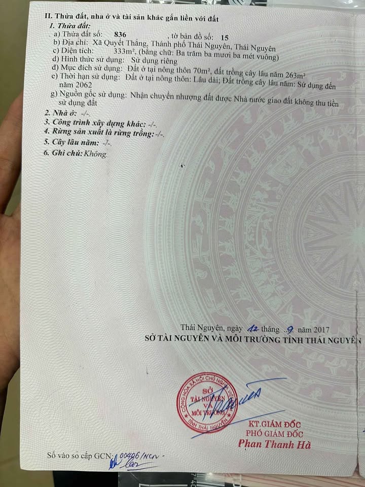 Đất nền đẹp Bắc Sơn, xã Quyết Thắng, TP. Thái Nguyên 333m² - Cơ hội đầu tư hiếm có!