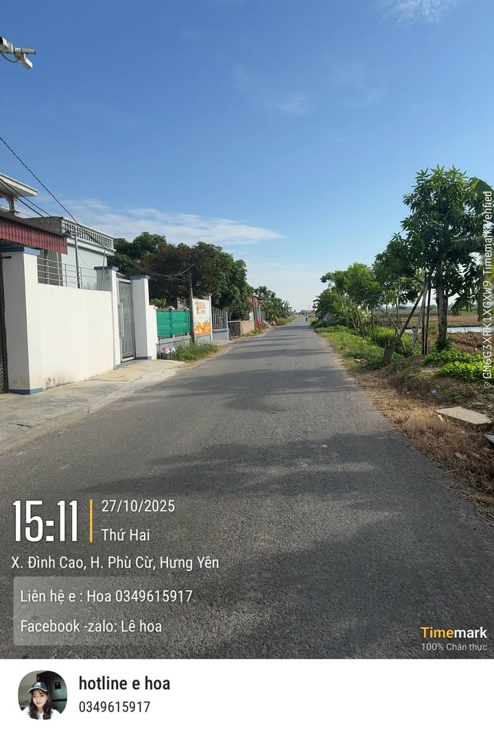 Đất nền Đình Cao, Phù Cừ, Hưng Yên 130m² giá 1.1 tỷ - Đường thông ô tô chạy vù vù!