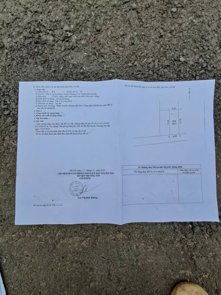 Đất nền Đội 4, Tự Nhiên, Thường Tín 52.5m² giá chỉ 2.5 tỷ - Đường ô tô tránh nhau!