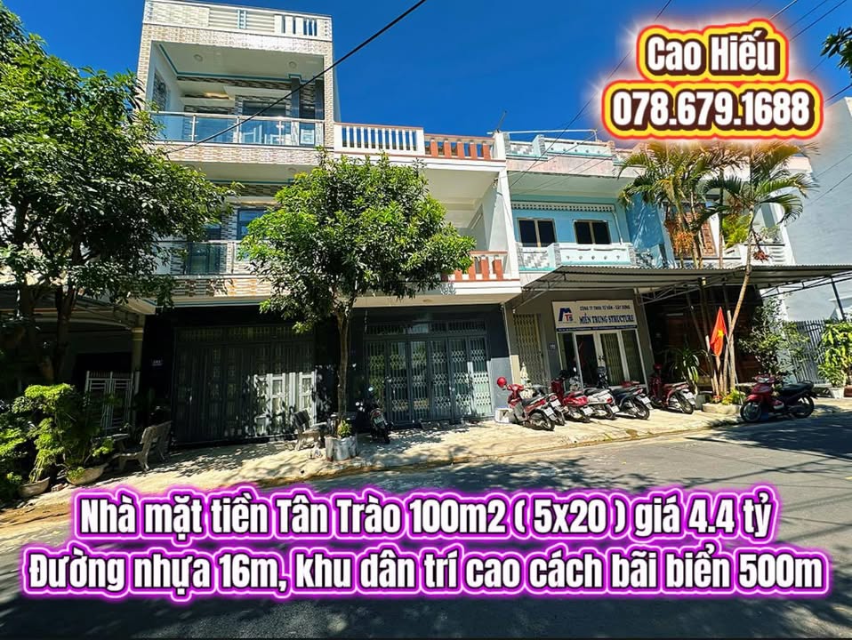 Nhà mặt tiền Tân Trào Tuy Hoà 100m² giá 4.4 tỷ - Khu dân trí cao gần biển!