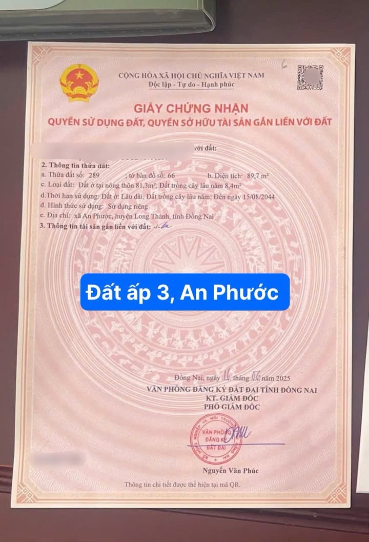 Đất nền 90m² xã An Phước - Giá 2.15 tỷ - Sổ đỏ chính chủ