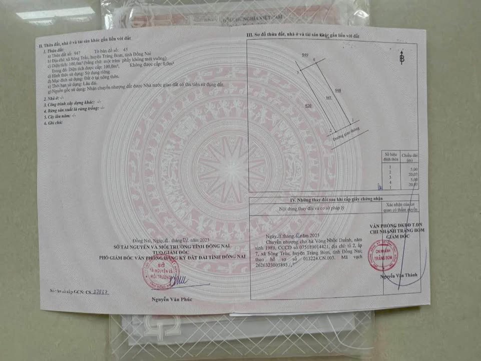 Đất thổ cư 100m² ấp 1 Sông Trầu Trảng Bom giá 700 triệu - Sổ đỏ chính chủ, hỗ trợ ngân hàng!