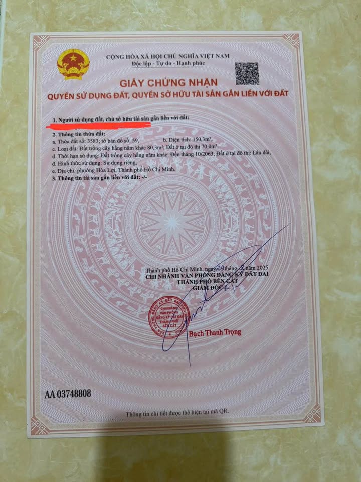 Đất nền Tân Định, Bến Cát 150m² giá 1.69 tỷ - Đường thông, dân cư đông đúc!