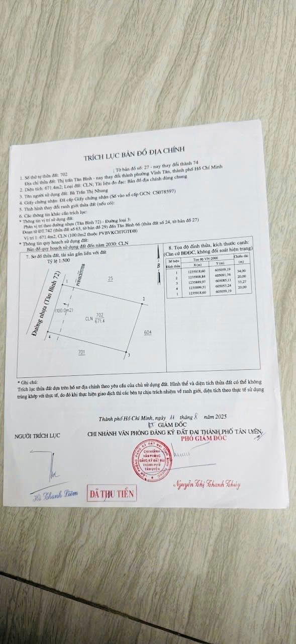 Đất nền Vĩnh Tân - Tân Uyên 680m² giá chỉ 2.7 tỷ - Cơ hội đầu tư tuyệt vời!