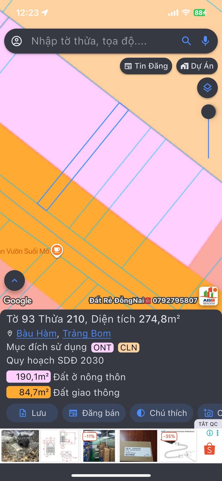 Nhà mặt tiền đường Phan Chu Trinh, Bàu Hàm, Trảng Bom - 275m² chỉ 2.3 tỷ, thích hợp kinh doanh!