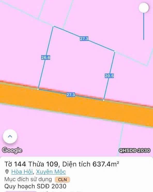 Đất nền Hòa Hội, Xuyên Mộc 637m² - Cơ hội đầu tư hấp dẫn gần biển!