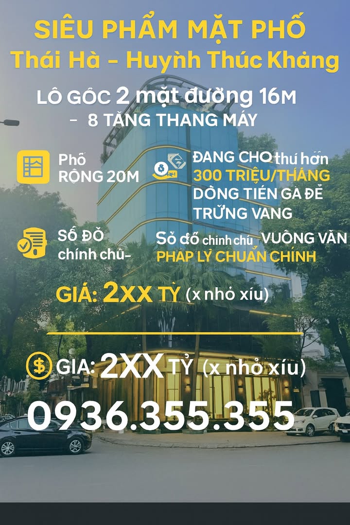 Mặt phố Huỳnh Thúc Kháng, Đống Đa 250m² giá thỏa thuận - Lô góc cực hiếm, đầu tư sinh lời!