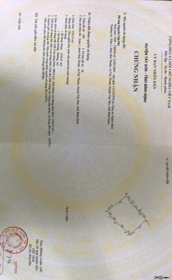 Đất nền 3000m² tại Bình Khê, Tây Sơn - Giá chỉ 700 triệu, sổ đỏ chính chủ!