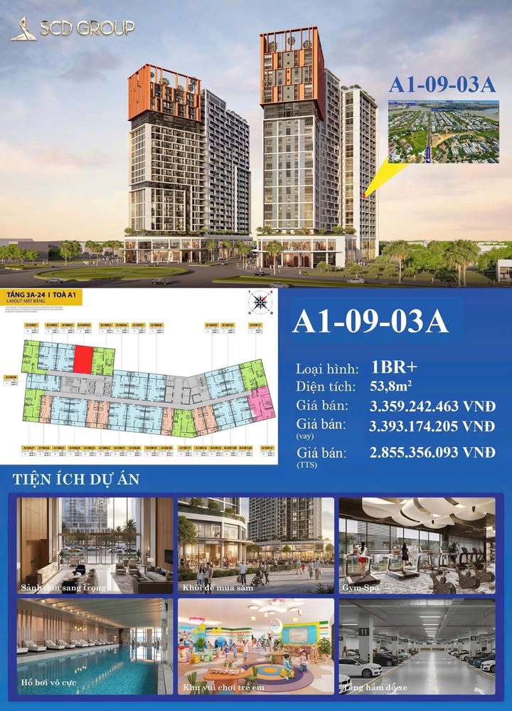 Căn hộ Cora Tower Đà Nẵng 53m² giá 3.39 tỷ - View đẹp, pháp lý chuẩn!