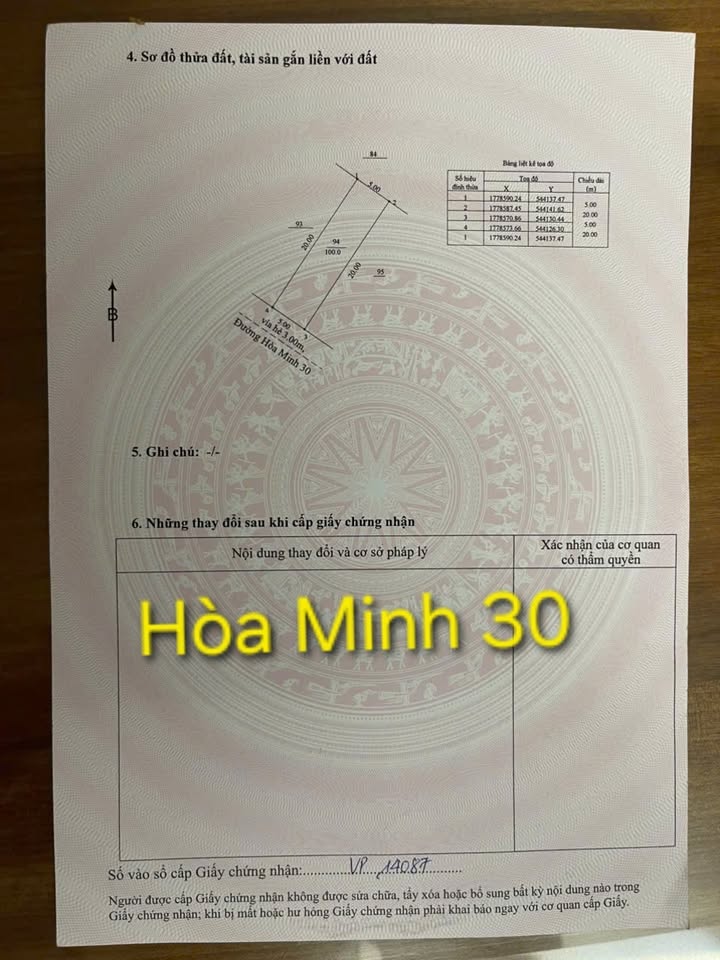 Đất nền Hòa Minh, Liên Chiểu, Đà Nẵng 100m² - Giá thỏa thuận, hướng Tây Nam!