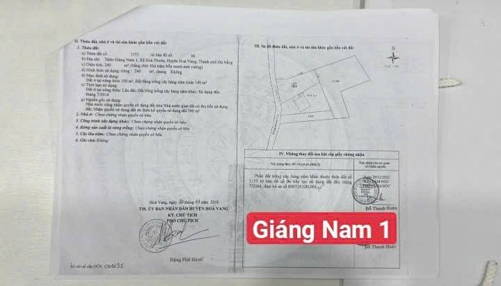 Đất nền Hòa Xuân Đà Nẵng 240m² giá 3 tỷ - Cơ hội đầu tư hấp dẫn!