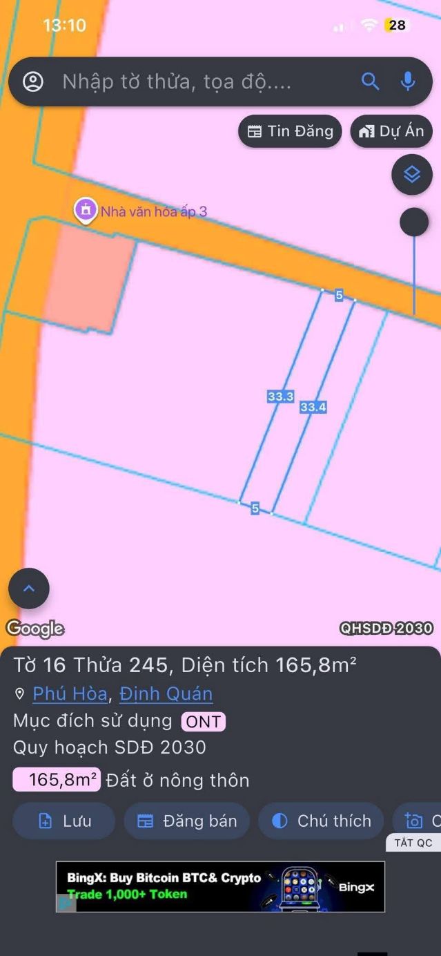 Đất thổ cư Phú Hòa Định Quán 165m² giá 520 triệu - Đầu tư sinh lời ngay!