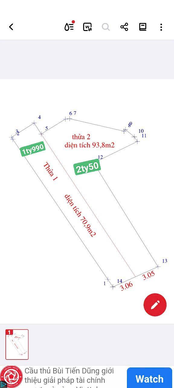 Bán đất liền kề Nguyễn Trường Tộ, Thành Thái, Quy Nhơn - Diện tích 94m² giá 2.5 tỷ