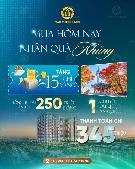Căn hộ The Zenith Hải Phòng 48m² giá 1.632 tỷ - Ưu đãi khủng tháng 10!